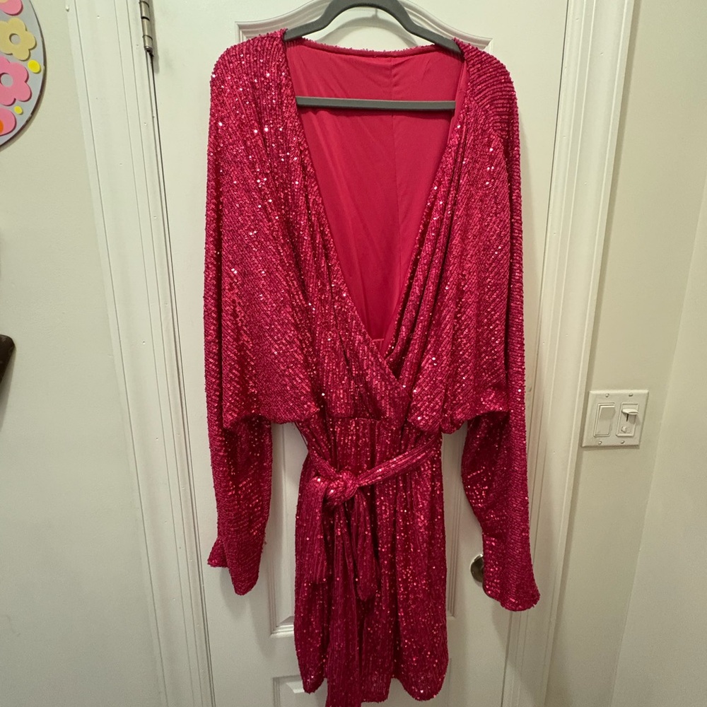 Sparkling Pink Sequin Dress plus size